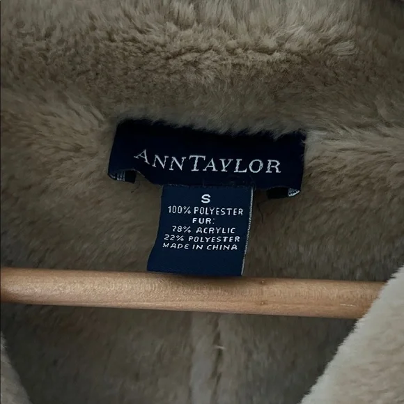 Ann Taylor Brown Faux-Suede Shearling-Trim Trench Coat - Picture 3 of 5